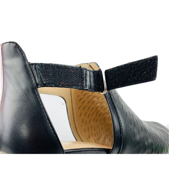 Adrienne Vittadin Black Leather Wedge Heel Open Toe Bootie Sandal Shoes US 9.5M - Picture 15 of 16